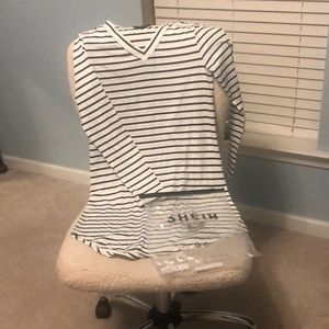 Black and white stripe vneck dress